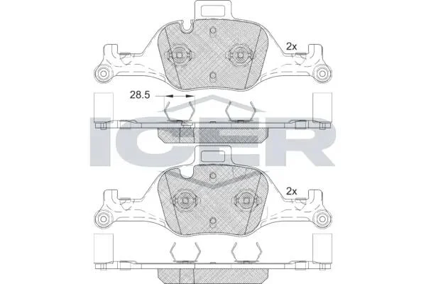 Колодки тормозные (передние) BMW 3 (G20-21/G80-81)/X3-X6 18-/5 (G30/G31/F90)/6 (G32)/7 (G11/G12) 15- ICER 182291 (фото 1)