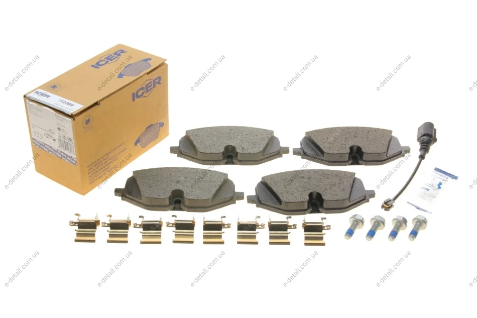 Колодки тормозные (передние) Audi A3/Skoda Octavia/Seat Leon/VW Golf VIII 19-/Caddy 20- (+датчик) ICER 182369 (фото 1)