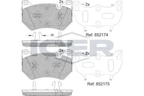 Колодки тормозные (передние) Audi Q5 16- ICER 182385