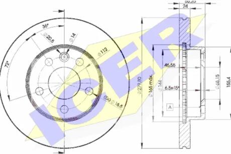 Диск тормозной (передний) VW T4 90-03 (R15) (280x24) (с покрытием) (вентилируемый) ICER 78BD3015-2