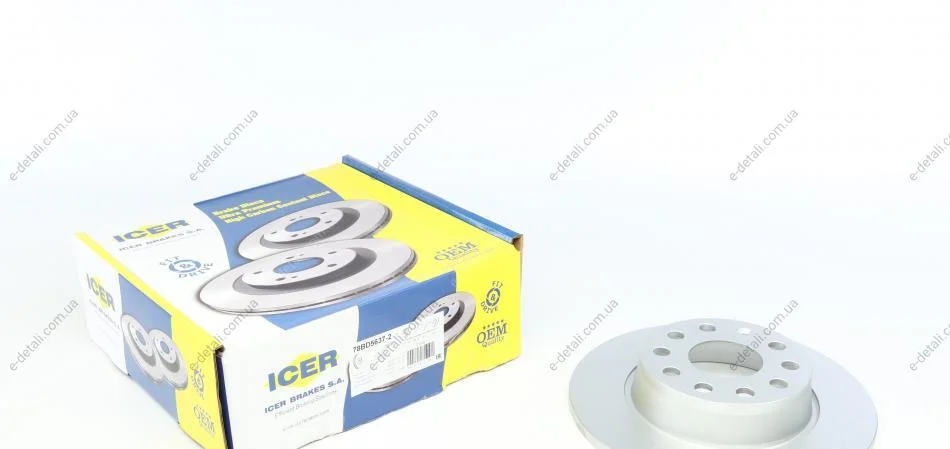 Диск тормозной (задний) Audi A3/Skoda Octavia/VW Caddy 03-/Golf 08- (272x10)(с покр.)(полный) ICER 78BD5637-2 (фото 1)