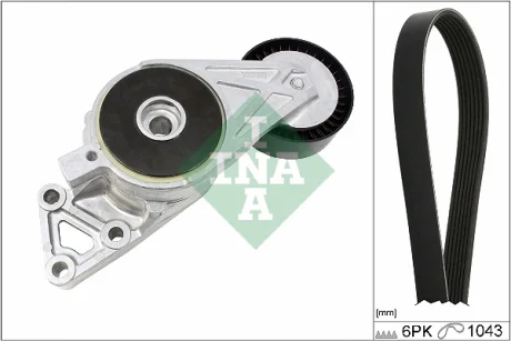 Комплект ремня генератора Audi A3/Seat Leon/Skoda Octavia/VW Caddy/Passat B6 1.6-2.0 03- (6PK1043) INA 529 0429 10