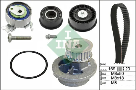 Комплект ГРМ + помпа Opel Astra F/Vectra B 1.4/1.6 16V 94-05 INA 530 0078 30