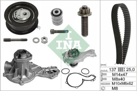 Комплект ременя ГРМ з помпою води INA 530037730