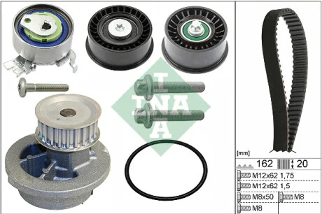 Комплект ГРМ + помпа Opel Astra G 1.4/1.6 16V 98-05 (162x20) INA 530 0441 32