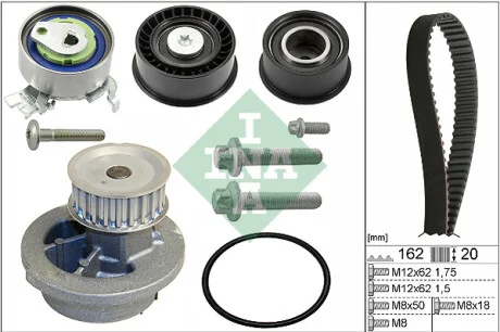 Комплект ГРМ + помпа Opel Astra G 1.4/1.6 16V 98-09 (162x20) (538 0024 10) INA 530 0443 30