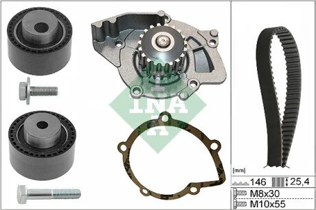 Комплект ГРМ + помпа Peugeot 406/607/807 2.2 HDi 00- (146x25.4) (538 0428 10) INA 530 0446 31