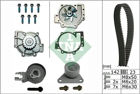 Комплект ГРМ + помпа Ford Focus II/Kuga I/Mondeo IV 2.5 05-15/Volvo C70/S40/S60/S80 2.0-2.5T 06-12 INA 530 0467 30