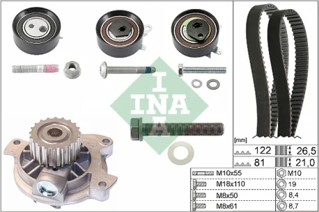 Комплект ГРМ + ТНВД + помпа VW LT 2.5SDI 55kw 96-/VW T4 2.5TDI/Syncro, 65/75/111kw 95- INA 530 0484 30
