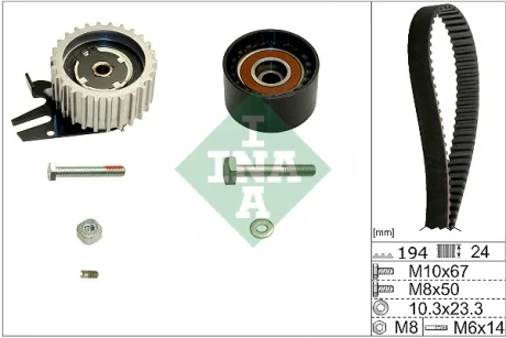 Комплект ГРМ Fiat Doblo 1.6D Multijet 10- INA 530 0561 10