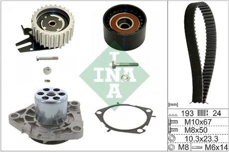 Комплект ГРМ + помпа Fiat Doblo 1.6D Multijet 10- INA 530 0561 30