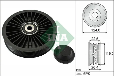Ролик генератора Volvo C70/S40/S60/S70/S80 2.0-2.5 00-10 (d=119) (паразитный) (6PK) INA 532 0242 10