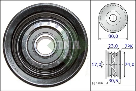 Ролик генератора Honda Accord/Civic 05- (паразитный) (80х30.5) INA 532 0580 10