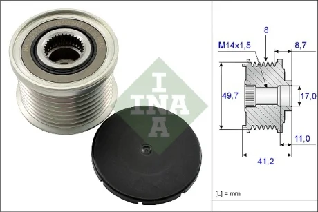 Шків генератора BMW 3 (F30/F80)/5 (F10)/X3 (F25) 09-16, N55 B30 A INA 535 0141 10