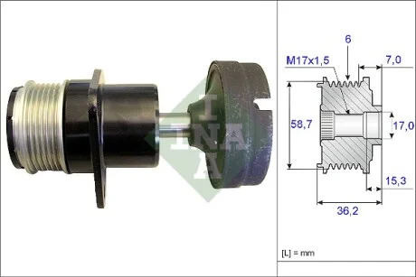Шкив генератора Ford Connect 1.8 TDCi 02-13, 6PK INA 535 0157 10