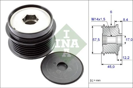 Шків генератора Jeep Cherokee 2.5/2.8 CRD 4x4 01-08 (6PK) INA 535 0174 10