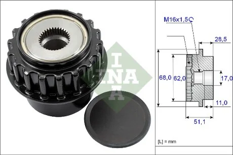 Шкив генератора Land Rover/Volvo 3.2i 06-14 INA 535 0175 10