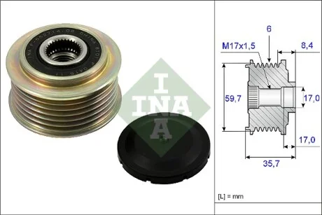 Шкив генератора Mazda CX-7 2.3MZR DISI Turbo/2.5MZR, 06/06 - 12/14 INA 535 0225 10
