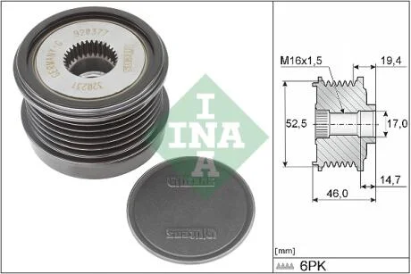 Шкив генератора MB E-Class (W213) 1.5/2.0 (M264) 19- (6PK) INA 535037310