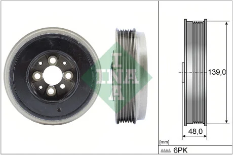 Шкив коленвала VW T5 1.9TDI 03-09, 63/77kw, AXC/AXB INA 544 0065 10