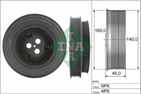 Шкив коленвала Fiat Ducato/Ford Transit/Citroen Jumper/Peugeot Boxer 2.2 D/HDI/TDCI 06- INA 544 0131 10