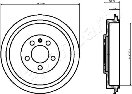 VW гальмівний барабан Polo,Skoda Octavia 1.6 / 1,9 TDI JAPANPARTS TA-0906 (фото 1)