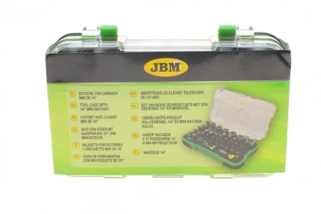 Набор инструмента комбинированный 1/4" (головки, биты) 38 ед. JBM 53156