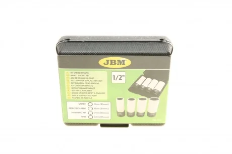 Набор ударных головок 1/2" для шиномонтажа 15-17-21-22 мм JBM 53587