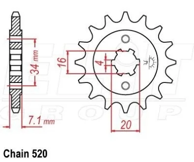 Передня зірка MOTO JT MOTO 105-425-14