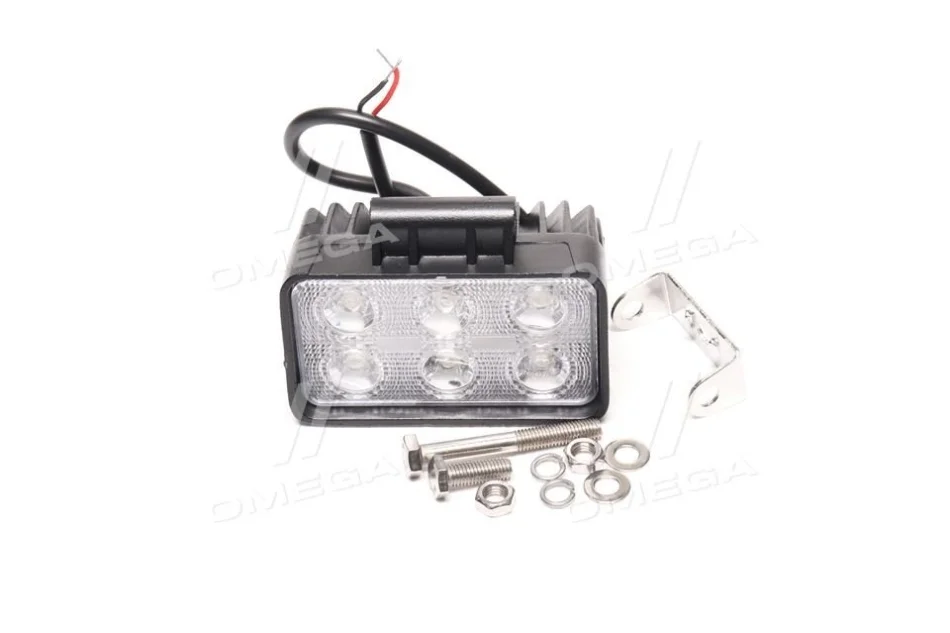 Фара LED прямоугольная. 18W, 6 ламп, 110*90мм, 1200Lm широкий луч 12/24V 6000K (LITLEDA,) JUBANA 453701046 (фото 1)