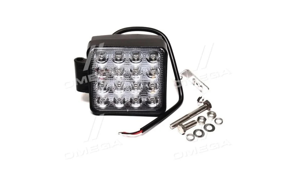 Фара LED квадратная 48W, 16 ламп, 110*110мм, 3300Lm широкий луч 12/24V 6000K (LITLEDA,) JUBANA 453701052 (фото 1)