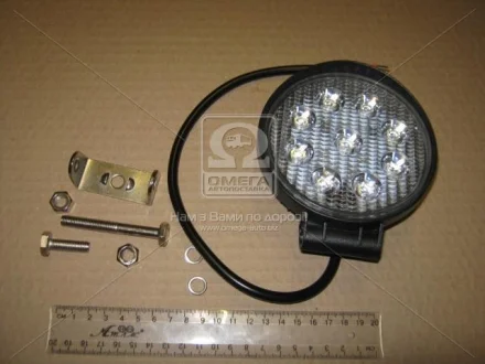 Фара LED круглая 27W, 9 ламп, 110*128мм, 1800Lm широкий луч 12/24V 6000K (LITLEDA,) JUBANA 453701075