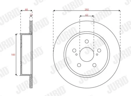 JURID TOYOTA Гальмівний диск задній C-HR (_X1_) 1.2/1.8 16- Jurid 563757JC