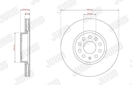 VW Гальм. диск передн. CADDY V (SBB, SBJ) 1.5 TSi EVO 21-24, SKODA OCTAVIA IV (NX3, NN3, PV3) 1.5 TSI 24-, SEAT LEON (KL1, KLG) 1.5 eTSI 19- Jurid 563766JC