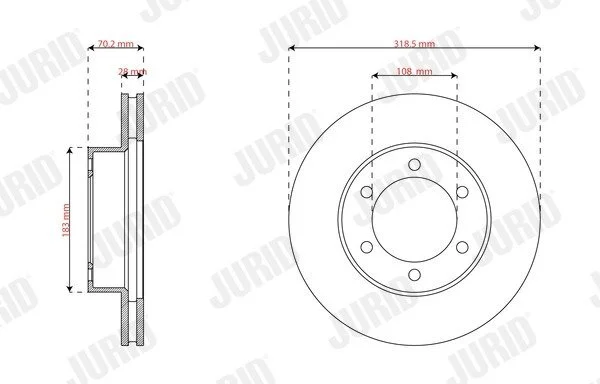 JURID TOYOTA Гальм. диск передн. SEQUOIA 4.7 (UCK35) 04-07, TUNDRA 4.7 99-06 Jurid 563859J (фото 1)