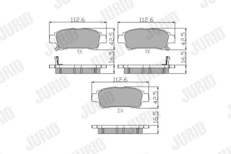 JURID TOYOTA гальмівні колодки задн. Avensis Verso 01-, Previa 00- Jurid 572512J