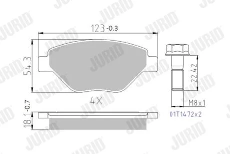 JURID RENAULT Гальмівні колодки передні Megane II 1.4 16V 02- Jurid 573123J