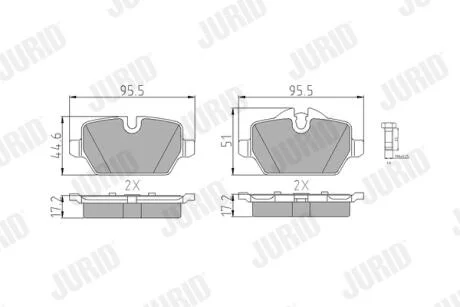 JURID BMW гальмівні колодки задн.E87(1-serie), E90(3-serie) Jurid 573136J