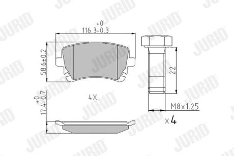 JURID VW гальмівні колодки задн.Audi A4/6/8,T5 03- Jurid 573219J