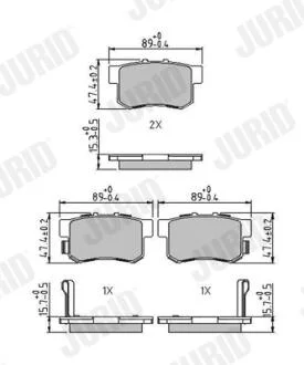 Гальмівні колодки зад. Civic 98-01/CR-V 01-06 (Akebono) Jurid 573375J