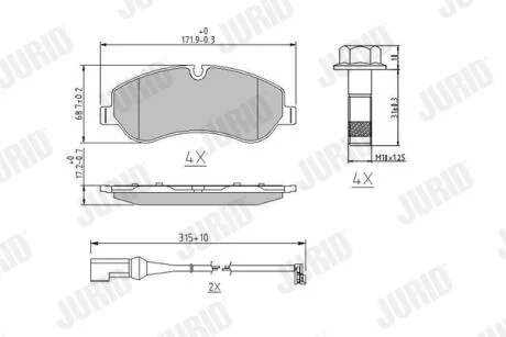 JURID FORD гальмів.колодки передн.Transit 2,2TDCi 13- Jurid 573690J