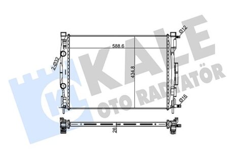 Радиатор охлаждения двигателя (паяный) Renault Megane II, Scenic II (03-09) (207 Kale 207200