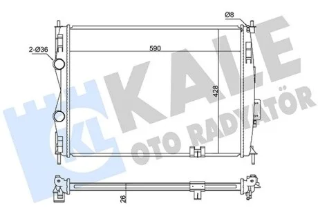 Радиатор охлаждения двигателя (паяный) Nissan Qashqai (06-) 2.0i MCVT K Kale 342055