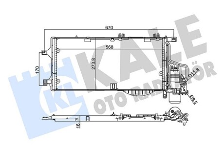 OPEL Радіатор кондиціонера (конденсатор) з осушувачем Combo Tour, Corsa C Kale 342895