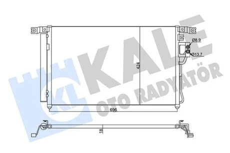 Радіатор кондиціонера Hyundai Santa Fe II (05-) 2.2 CRDi, 2.7i KALE OTO RADYATOR Kale 345440