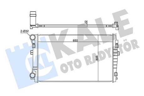 Радиатор охлаждения Octavia A7 1.4TSi/1.6TDi/2.0TDi (13-)/Golf VII 1.4TSi/1.2TSi (12-) АКПП/МКПП OTO RADYATOR Kale 345840