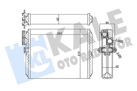 VOLVO Радиатор отопления S60 I,S80I,V70 II,XC70,XC90 I 97- Kale 346430
