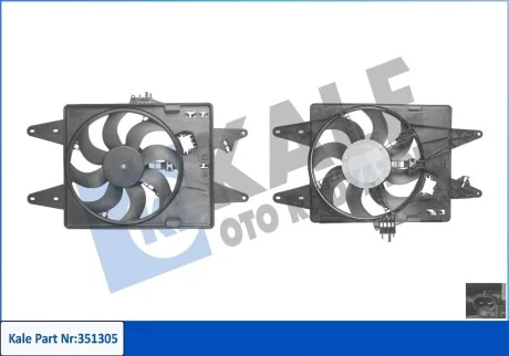 Вентилятор охолодження радіатора з кожухом Fiat Doblo Fan & Motor & Shroud KALE OTO RADYATOR Kale 351305