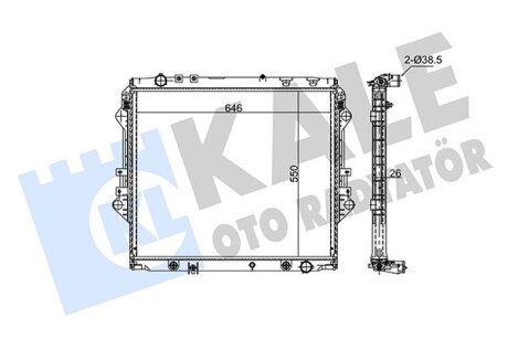 Радіатор охолодження двигуна (паяний) Toyota Hilux VIII (15-) 2.4D, 2.8D OTO RADYATOR Kale 354905