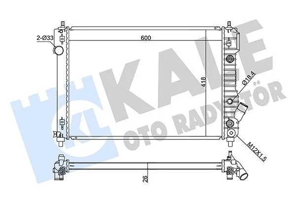 KALE CHEVROLET радіатор охолодження Aveo 1.4 08- Kale 355100 (фото 1)